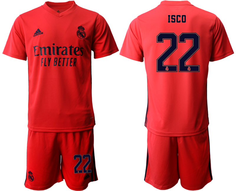 Men 2020-2021 club Real Madrid away #22 red Soccer Jerseys->->Soccer Club Jersey